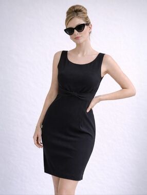 Diane Von Furstenberg Black Mini Dress DVF LBD Bow Stretch Bodycon Size 6